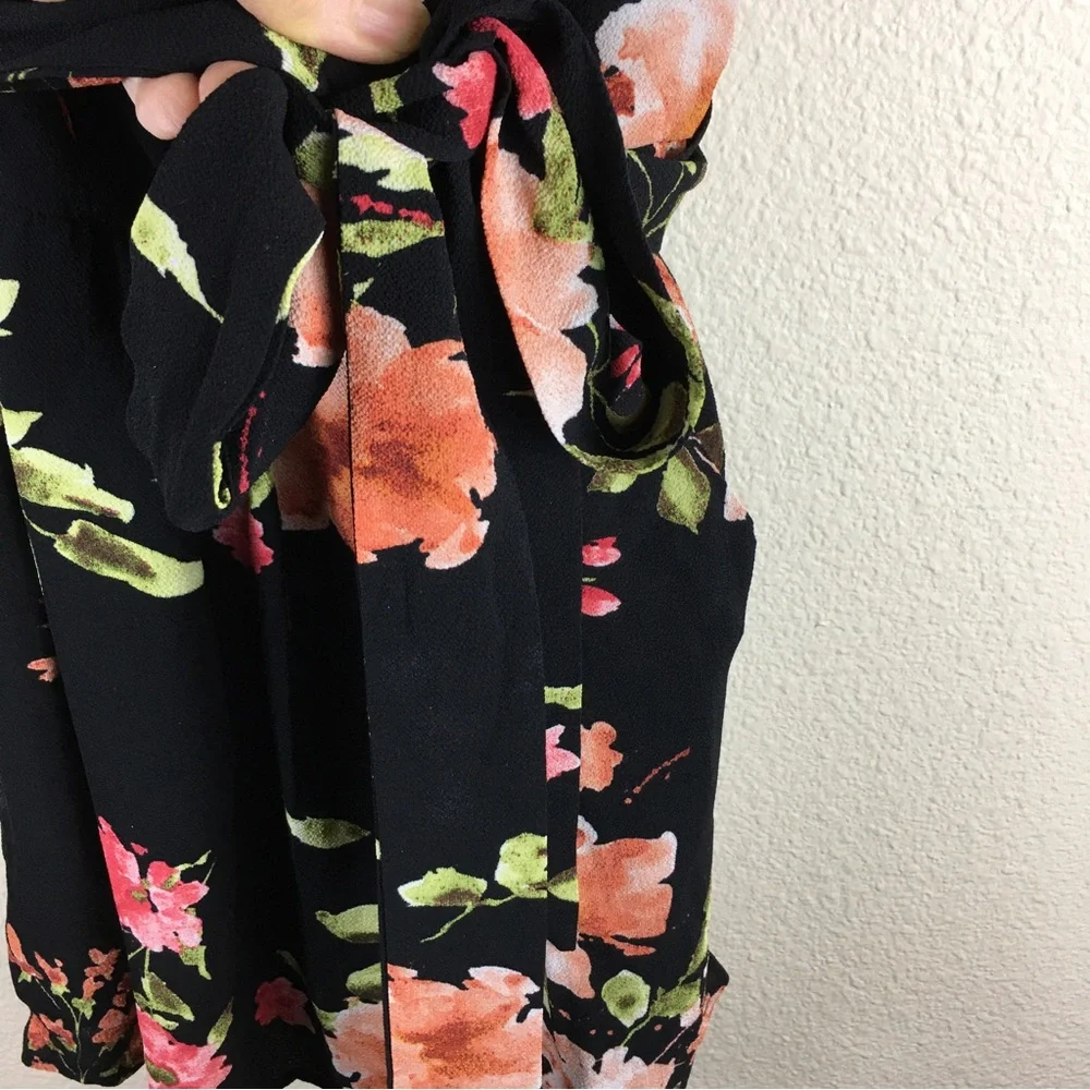 Premier Amour Floral Romper Crepe Ruffle Short Sleeve Off Shoulder Back Zip 10
